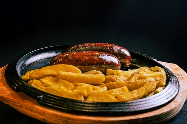 Loukanika (Greek village sausage), Greek catering, illustrative photo