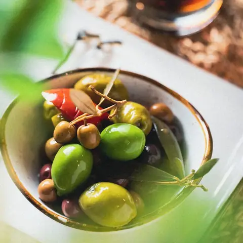 Olives, Greek catering, illustrative photo